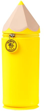 Lulubug Silikon Federmäppchen - Stiftform Gelb | Federtasche aus weichem Silikon für Stifte | Federmappe und Stiftehalter | Mäppchen Tiere, Schlampermäppchen