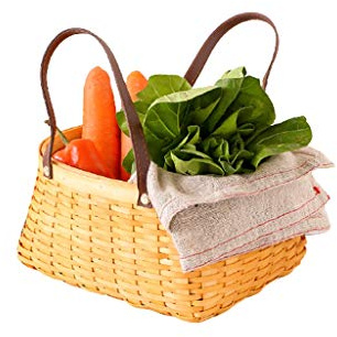 Picknickkörbe mit Zwei Griffen und Deckel, Leder Griff Picknick Körbe Holz Gewebt Lagerung Korb Einkaufen(18 * 14 * 10cm)