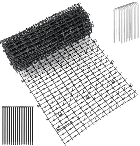 XHYASD Rejilla Anti-Gatos 30 x 400 cm, Tapete de Plástico con 12 Púas para Gatos, Perros y Animales Salvajes, Malla de Jardín Anti-Animales (Negro)