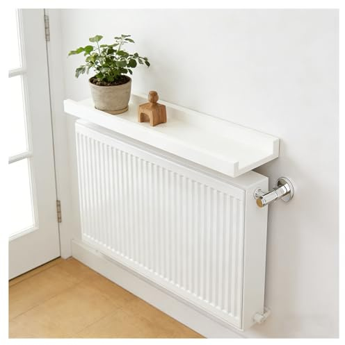 ZHZHXR Heizkörperregal for Installieren Bohren Heizkörperverkleidung mit Ablage Dekorative Heizkörperabdeckung Holz für Heizkörper, Wohnzimmer, Schlafzimmer, Flur(White,90x12cm/35.43x4.72in)