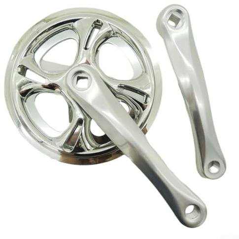 Alloy Road for Bike Kurbelgarnitur mit 42T Kettenblatt und 175mm Kurbelarm für Fixie, Singlespeed & Track Bikes - Silber Kettenrad Set kompatibel