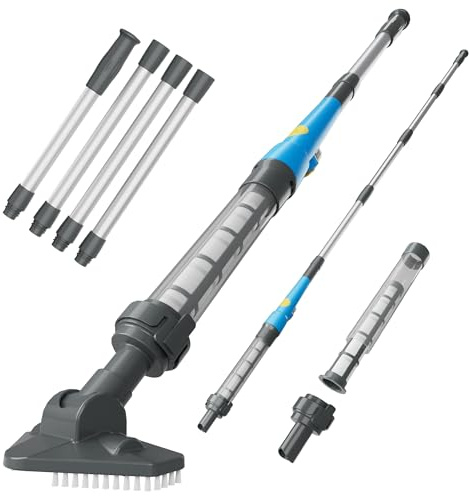 Poolsauger Akku mit Betriebsdauer bis zu 60 Minuten, kabelloser Poolreiniger Handsauger Whirlpool Sauger mit Teleskopstange Pool Bodensauger für kleine Pools, Spas, Whirlpools, Blau