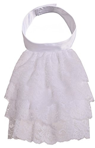 BLESSUME Retro Spitze Jabot Kragen, Groß Weiß Jabot