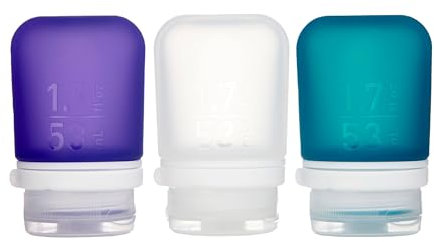 humangear GoToob Travel Bottle with locking cap 3-Pack - Small 53 ml - Clear/Purple/Turquoise, Small