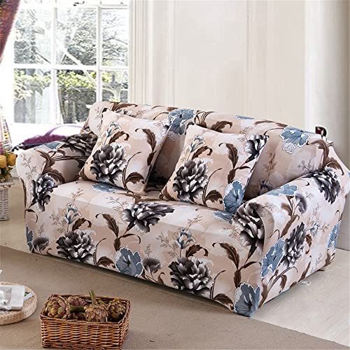 Elastisch Sofa Überwürfe Sofabezug, Morbuy Eleganter Jacquard Ecksofa L Form Stretch Antirutsch Armlehnen Sofahusse Abdeckung für Sofa Couchbezug Sesselbezug (4 Sitzer,Luxus-Pfingstrose)