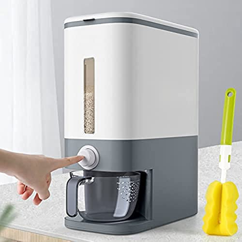 Large Rice Dispenser, Large Grain Container Storage with Lid Measuring Cylinder Moisture Proof Household Cereal Dispenser Bucket for Kitchen Soybean Corn