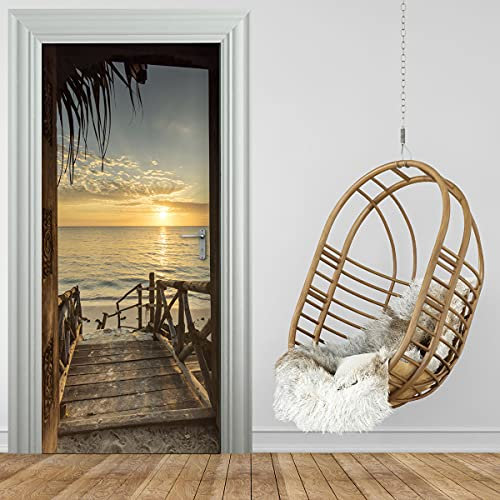 StickerProfis Türtapete selbstklebend - TREPPE ZUM STRAND - Tapete 3D