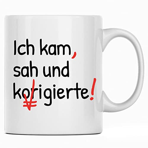 Ich kam sah und korrigierte Tasse Lehrer Geschenk für Lehrerin, lustige Tassen Geschenke für Lehrerinnen Lehrergeschenke Deutschlehrer Deutschlehrerin