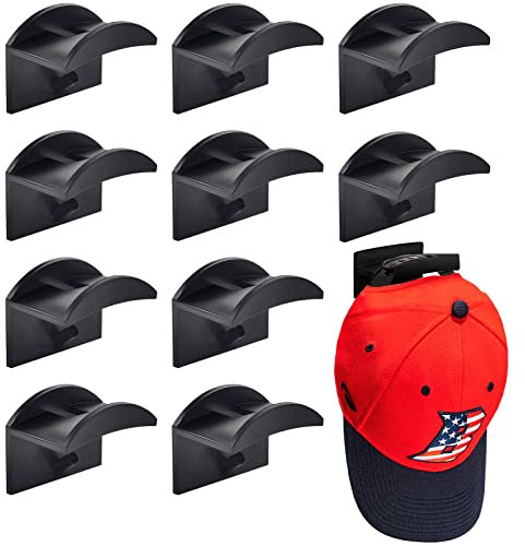 Vibbang 10 Stück Selbstklebende Hut-Halter, Kappenhaken für die Wandmontage, kein Bohren, Hut-Regal, Organizer, starker Halt für Baseballkappen, Moderne Hut-Kleiderbügel, Aufbewahrung (schwarz)