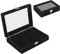 Samt Schmuck Organizer Box, Schmuckkästen mit Glasdeckel, Schmuckdisplay Schmuck Aufbewahrung Box, Schmuckkoffer Schmuckschatulle Schmucklade für Halskette Armband Ringe Ohrringe Jewelry (Schwarz)