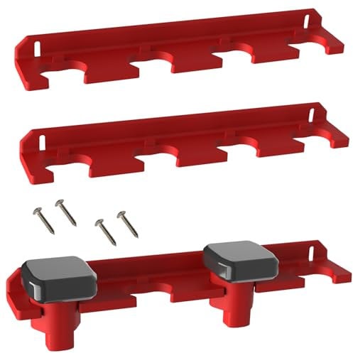 Battery Holder for Milwaukee M12, Mount 4 Slot Milwaukee m12 Battery Holder, 12V Battery Holder Milwaukee, Battery Storage for Milwaukee (2pcs, red)