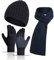 Meajore Mütze Schal Handschuhe Set für Damen & Herren 3 in 1 Winter Beanie Mütze Hals Warmer Schal Touchscreen Handschuhe Strickset