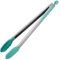 315℃ Heat Resistant Kitchen Tongs: U-Taste 40cm Silicone Cooking Tong with Firm Sealed Non Stick Silicone Tips & Silicone Coated 18/8 Stainless Steel Handle & Smooth Locking for Serving (Aqua Sky)