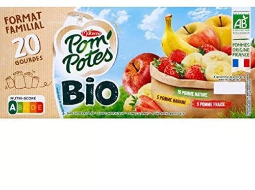 MATERNE Materne POM POTES Compote pomme fraise banane sans sucre ajouté Bio - Les 20 gourdes de 90g