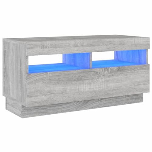vidaXL TV Cabinet - Grey Sonoma Colored TV Unit with RGB LED Lights and Storage Space, Constructed from Engineered Wood, Suitable for Living Room, Bedroom