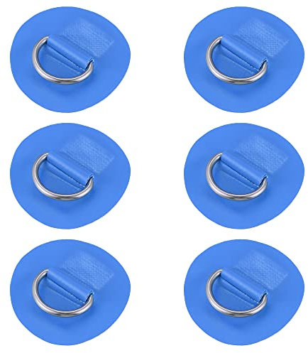 X AUTOHAUX 6 Stück 6cm D Ring Patch Pads PVC Edelstahl für Surfbrett Blau