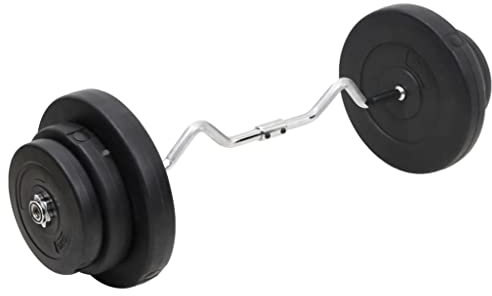 vidaXL Curlstange mit Gewichten 60 kg, Langhantel Set, Hantelscheiben Set, Langhantelstange, Fitness Trainingsgerät, Langhantelstange mit Gewichten