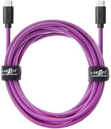 JuicEBitz Câble de charge de téléphone, USB C vers USB C, 0,5 m, câble USB, 480 Mbit/s, chargeur rapide USB C, compatible avec Samsung Galaxy, Google Pixel, iPad, LG, Huawei, iPhone 15 et plus, violet