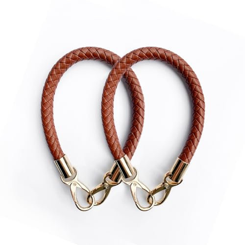Zzcy 2 piezas Asas de Cuero de Repuesto para Bolso,Asa de Cuero Marrón 40cm,Asas para Bolso de Bricolaje,Correa para el Hombro con llavero Pequeño (Ganchos Dorados)