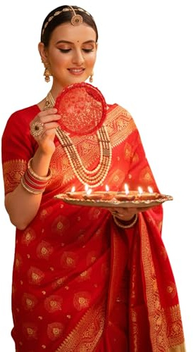 EthnicJunction Paithani Sari tissé en soie mélangée avec chemisier pour femme