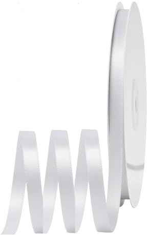 Satinband Weiß 6mm Breit Geschenkband Satin,91m Satinbänder Weiß Dick Schleifenband Dekoband Seidenband Geschenkverpackung Stoffband Geschenkbänder für Dekorieren Basteln Kleid Hochzeit Geburtstag