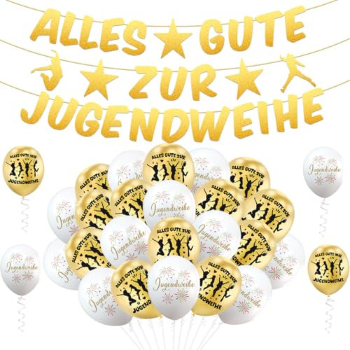 Jugendweihe Deko, Alles Gute zur Jugendweihe Girlande Banner Ballon Luftballons
