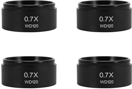 Feeuid 4 Stück WD120 0,7 x Stereomikroskop Trinokular Hilfslinse Barlow mit Gewinde 48 mm