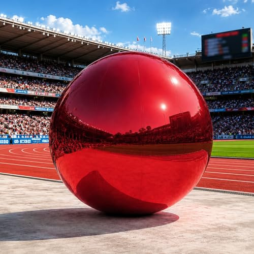 VEBESYET 120 CM Rot Aufblasbare Spiegelkugel Große glänzende Bälle Weihnachten Kugeln Dekorationen