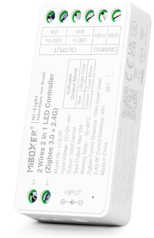 LIGHTEU®, Miboxer 2 fili 2 in 1 controller LED (Zigbee 3.0 + 2,4 GHz) dimmer per strisce LED CCT, compatibile con telecomandi MiBoxer e Tuya Smart App LC2-ZR