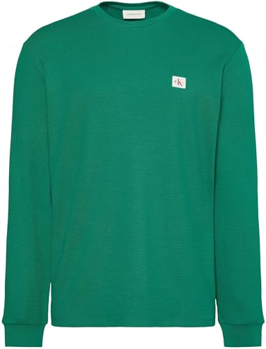 Calvin Klein Herren Langarmshirt Waffle Badge Tee mit Rundhalsausschnitt