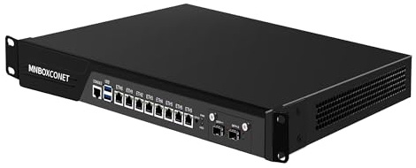 MNBOXCONET 1U Firewall 19 inch Router Appliance C236 Redundancy Power Supply Core i7 8700, 8 x 2.5 Gigabit Ethernet OPNsense, Network Hardware Server, 32GB RAM 512GB SSD, USB 3.0, Console