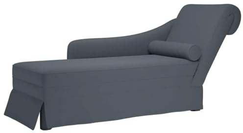 Mokuyary Chaiselongue mit Nackenrolle Rechter Armlehne Dunkelgrau Samt Loungesessel Liege Schlafsessel Fernsehsessel für Wohnzimmer, Schlafzimmer und Büro