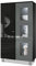 Vladon Vitrine Denjo, Made in Germany, Standvitrine mit 2 Türen und 3 Glaseinsätzen, Schwarz matt/Schwarz Hochglanz/Grau Hochglanz, inkl. LED-Beleuchtung (71 x 129 x 35 cm)