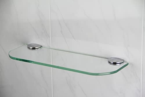 Glasablage mit abgerundeten Ecken, 3 Größen (300 mm, 400 mm, 500 mm) und 3 Farben (transparent, weiß, schwarz) für Badezimmer, Küche, Schlafzimmer, Glas, farblos, 300mm x 100mm