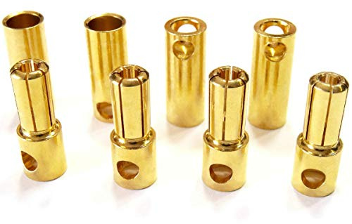 VUNIVERSUM 10 Paar (20 Stück) 5mm 5,0mm 5.0mm Goldkontaktstecker Goldstecker Stecker Buchse Male Female Hochstrom für Lipo Akku ESC Motor RC 120A Modellbau