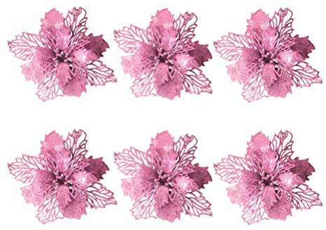 Vosarea 6 Stück Weihnachtskugeln künstliche Pailletten Hochzeit Weihnachten Baumkrone Dekoration (Rosa)