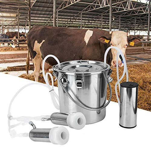 Elektrische Melkmaschine für Kühe, 5L Doppelkopf tragbares Melkset mit EU-Stecker, leise und effizient für Landwirte, Hobbyhalter und mobile Tierpflege