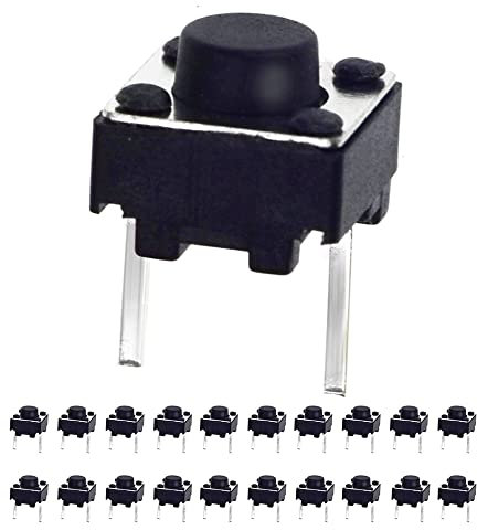 20 Pcs 6 mm 2 Pin Momentary Tactile Tact Push Button Switch Through Hole Breadboard Friendly for the Panel PCB by QTEATAK