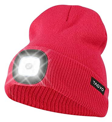 TAGVO USB Nachladbare LED Mütze-Kappe, Beleuchtung und Blinkende Warnungs-Arten 8 LED, einfache Installation Schnellverwendbare Scheinwerfer-Mütze, Kind Unisex-Winterwärmer-Strickkappe