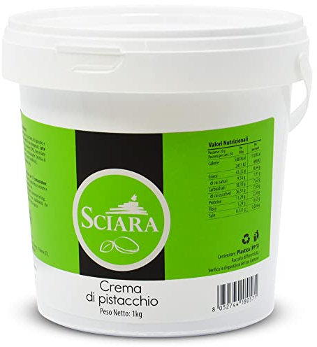 SCIARA - Crema Spalmabile al Pistacchio - Con il 30% di Pistacchi - Confezione da 1 Kg - Senza Glutine e Senza Uova