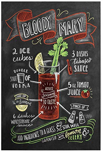 artboxONE Poster 30x20 cm Cocktails Typografie Bloody Mary 2 - Bild Cocktail Alkohol blutiger Mary