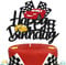 Car Cake Topper Race Car Cake Decorations for Racing Car Checkered Flag Themed Kids Boy Girl Happy Birthday Party Supplies Double Sided