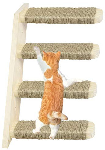 DEMON KILLER Katzentreppe Steps 4er Set Katzenstufentreppe Erweiterung Kletterwand Für Die Wand Wall Katzenmöbel Handgefertigte Tiermöbel Hölzerne Sprungstufe Platzsparende Aufstiegshilfe