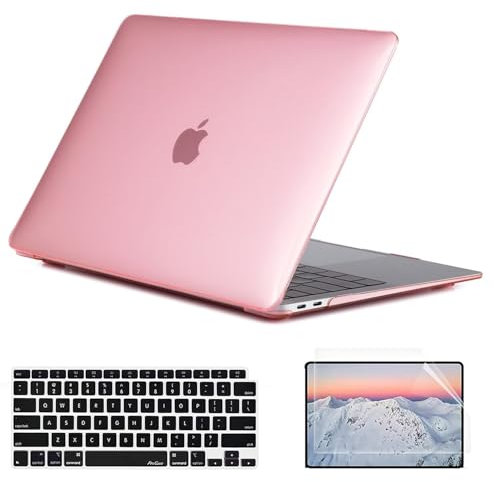 SsHhUu Custodia per MacBook PRO 15 Pollici 2019 2018 2017 2016 Release A1990/A1707, Plastica Rigida Clear Cover con Tastiera Cover & Proteggi Schermo per MacBook PRO 15 Touch Bar Rosa