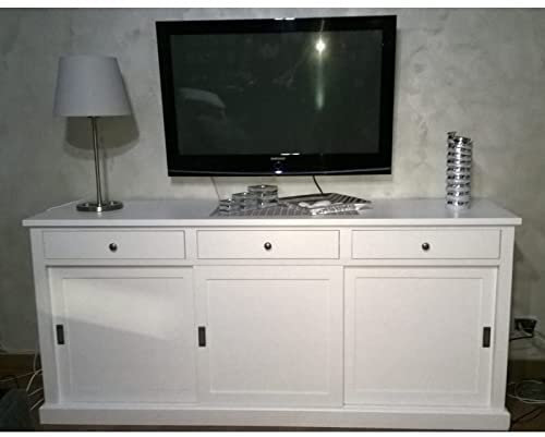 Mar.c.a. Design - Sideboard für Wohnzimmer, Pappelholz, Farbe Nussbaum Dunkel, Sideboard Kunst, Wohnzimmerschrank mit 2 Türen - Made in Italy
