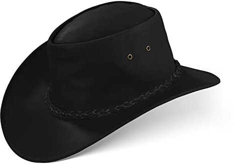 Black Forest Fox® Melbourne Western Cowboy Leder Wickel Hut Flex-Hat in (Black, M)