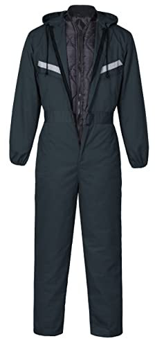 Yukirtiq Men's Padded Work Coveralls Hi Viz Boilersuit 2 in 1 Winter Warm Coveralls Refective Long Sleeve Overalls Boiler Suit, Green, M