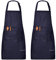 MOLENKY Delantal de Cocina Impermeable(2 Piezas), con Tira de Cuello Ajustable y 2 Bolsillos, Delantal Chefs Cocina para Cocinar/Hornear - Unisex - Azul oscuro