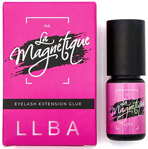 LLBA colle à cils pour professionnels – Colle Noir | Plusieurs choix pour le temps de séchage 0,5 à 3 Secondes | 5mL | Colle extra forte pour extensions de cils | Tenue 7-8 Semaines (La magnétique)