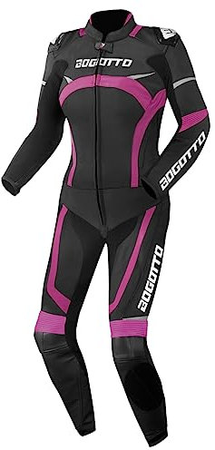 Bogotto Misano 2-Teiler Damen Motorrad Lederkombi, schwarz/fuchsia, 40